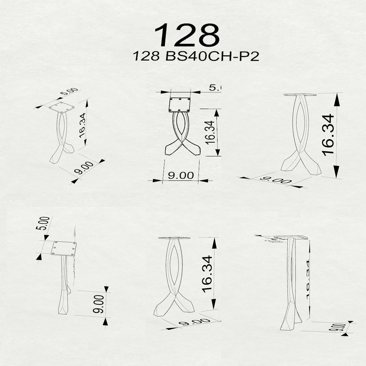 technical drawing of table legs