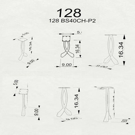 technical drawing of table legs
