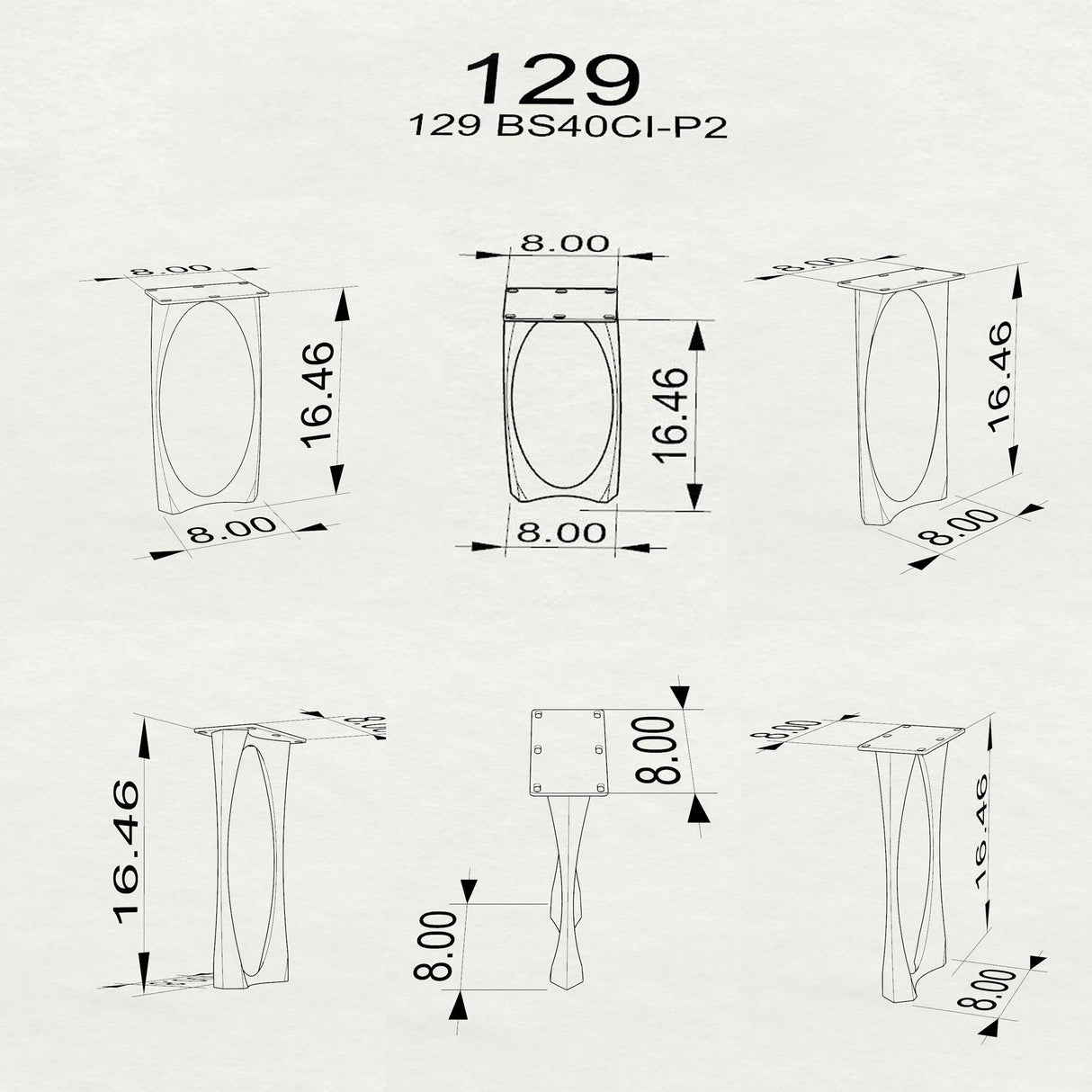 Bench Legs 110/129 Oria 16.5" H for for Live Edge and Woodworking Projects