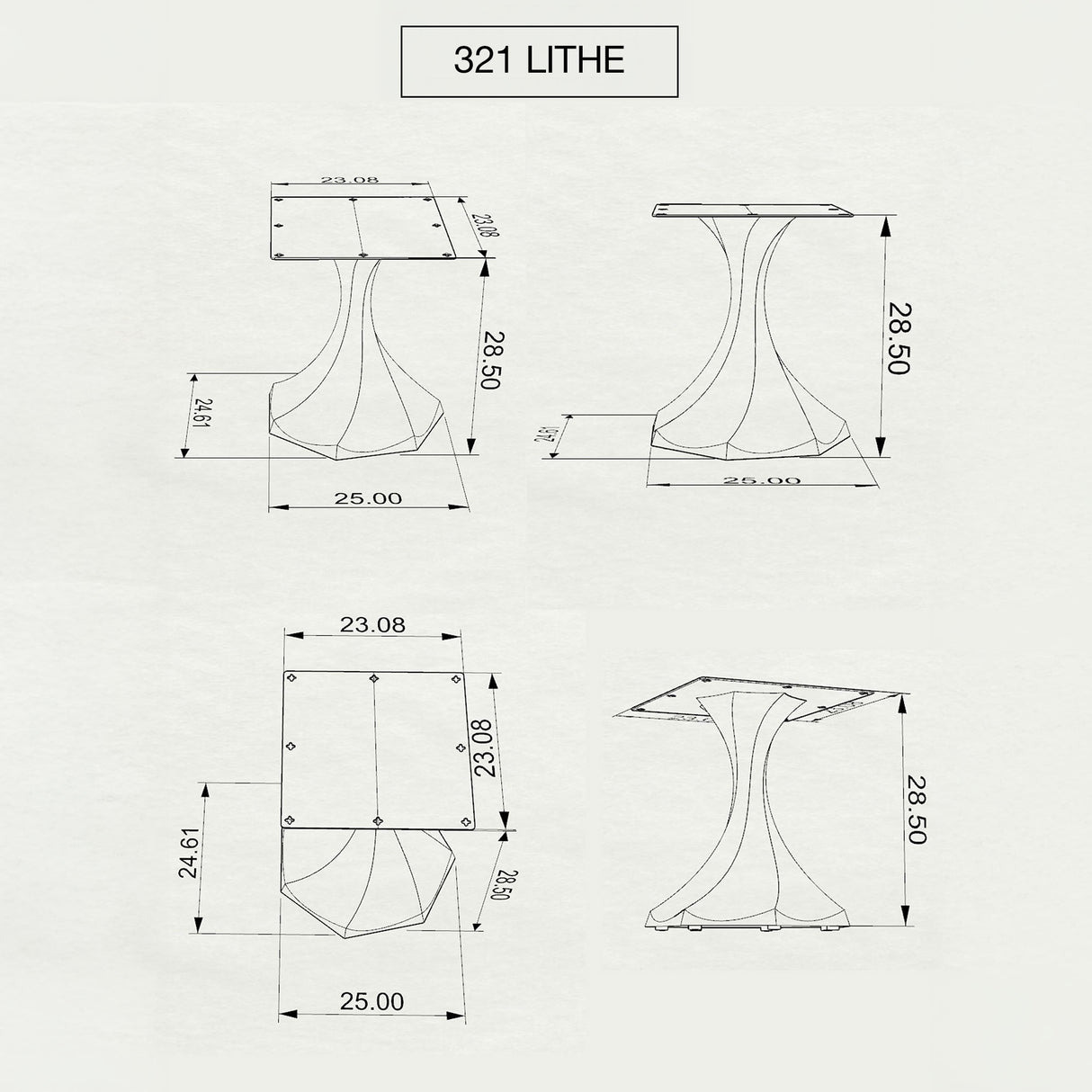 Table Base 321 Lithe 28H Metal Tulip Furniture Design; rectangular glass top dining table with wood base; glass top end table with metal base; glass table lamp base; glass base table lamp;