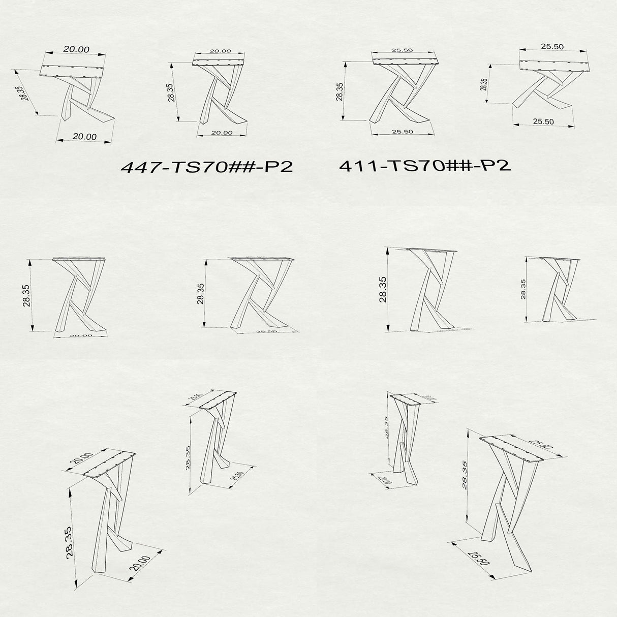 Furniture Legs 411 Draco 28.4" H Metal DIY Dining Table Legs