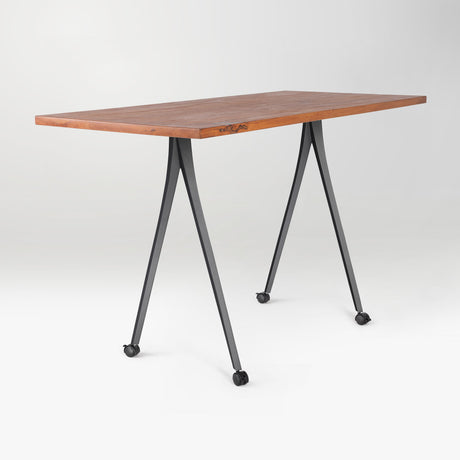 wooden table with metal legs