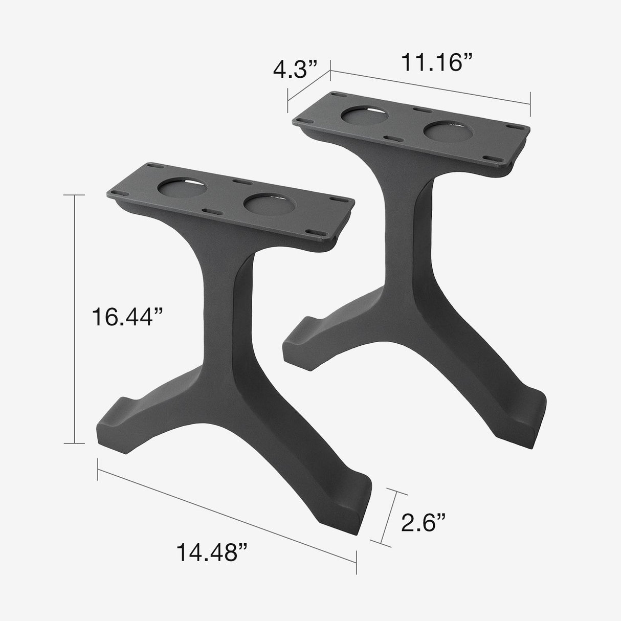 wishbone bench legs 16.4" inch height with detailed dimensions