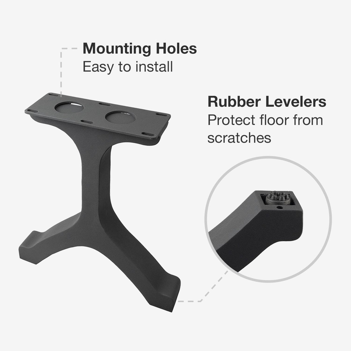 DIY furniture bench legs with mounting holes for easy installation and rubber levelers