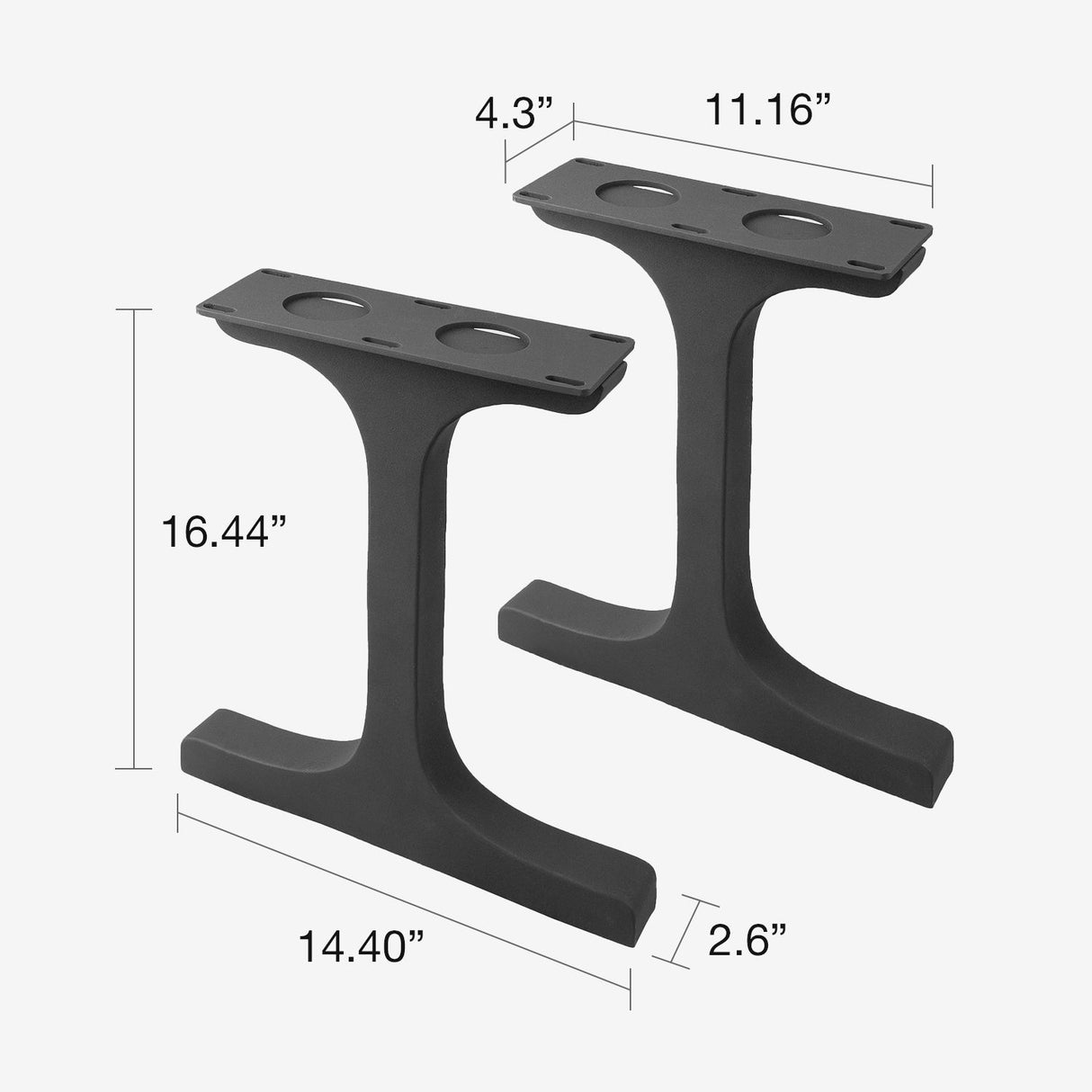 set of 2 black metal bench legs 102 wineglass design, 16.44 inch height, heavy duty industrial style furniture legs by Flowyline Design