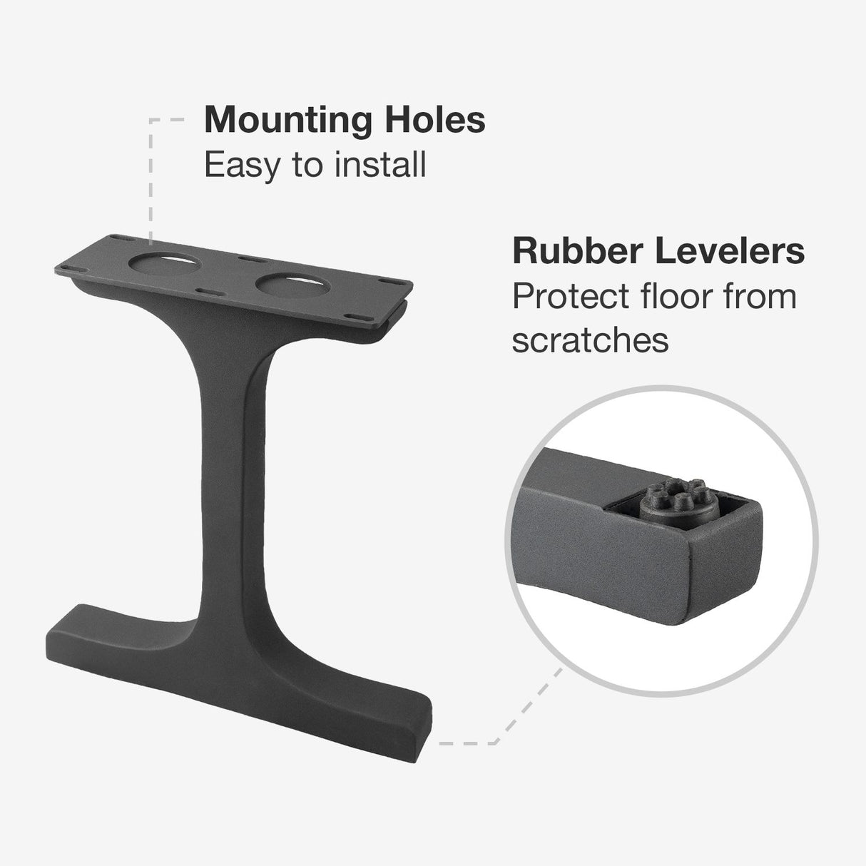 black powder-coated metal bench legs, wineglass 102, steel furniture legs by Flowyline Design