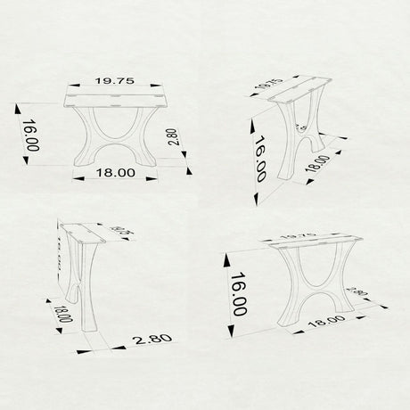 DIY bench legs technical drawing with dimensions - steel bench legs for workbench, outdoor bench, or heavy duty seating