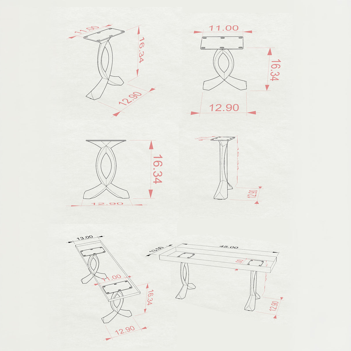 Bench Legs 108 Curva for Modern Wooden Tabletop bench legs metal bench legs bench legs metal work bench legs 3d