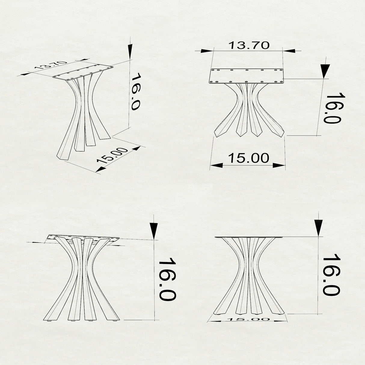Bench Legs 126 Akro - 16H inch - Set of 2 pcs of FlowyLine Design Coffee Table Base for DIY furniture dining home decor epoxy woodworkmetal table legs steel bench legs coffee table farmhouse outdoor bench metal coffee table handmade home decor woodwork mid century modern rustic table legs metal legs for bench