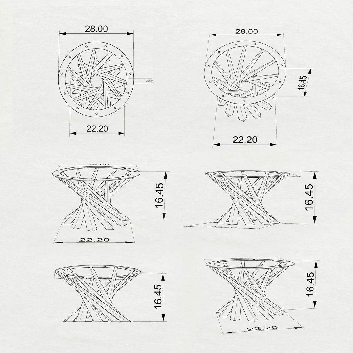 Coffee Table Base 226 Filar 16H Metal Furniture Legs for DIY Projects
