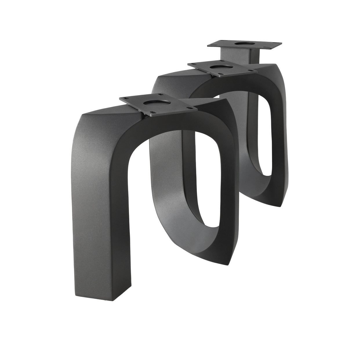 Set of heavy-duty U-shaped metal table legs shown at an angle