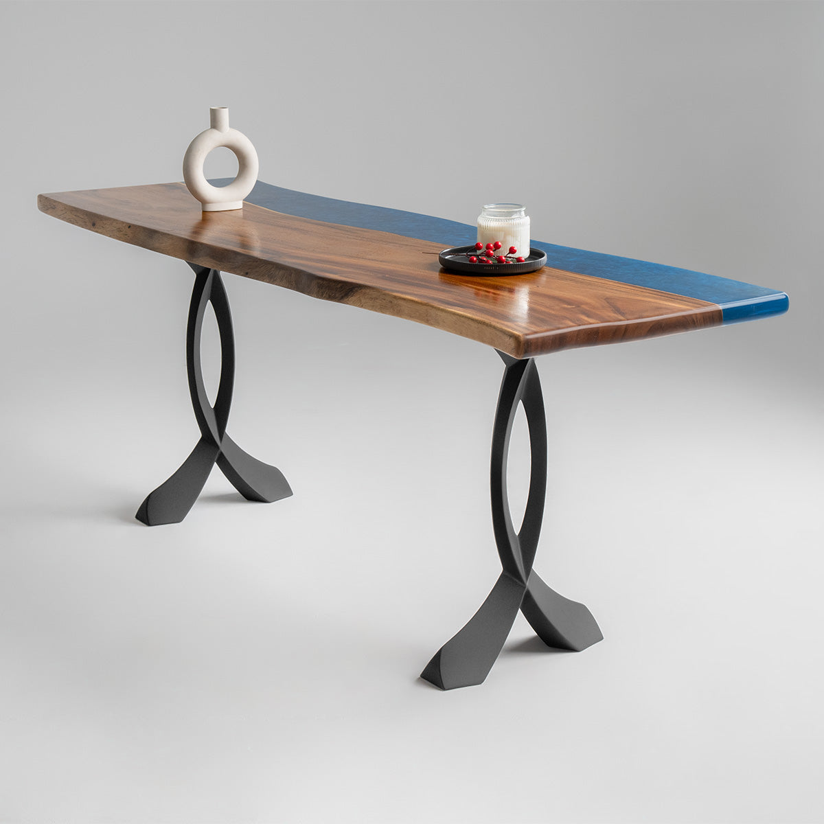 Metal Console Table Legs - 207 Curva - 16W, 28H inch - Set of 2 pcs metal table legs console table legs Furniture Legs counter table side table legs handmade furniture media console Wood entryway table flowyline design round counter height table