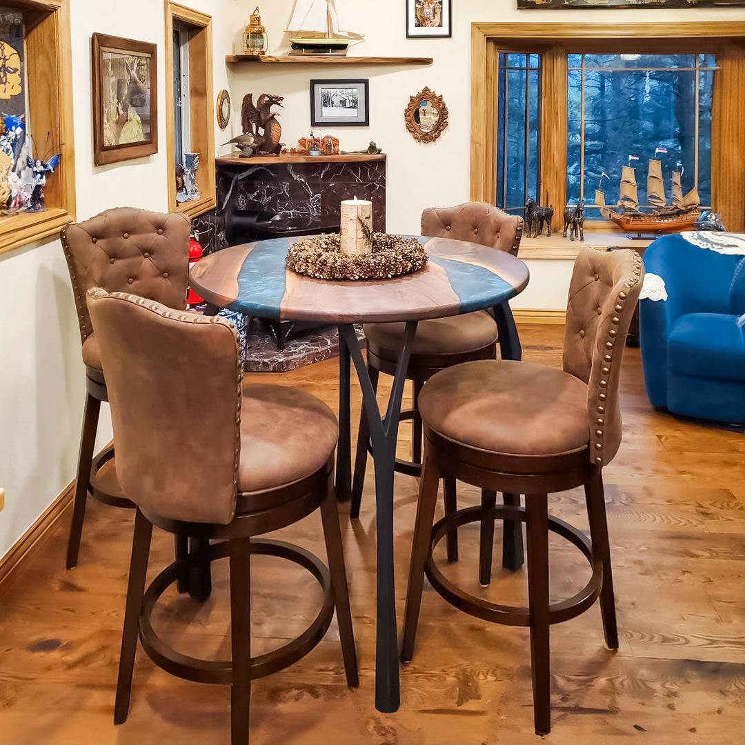 Counter table legs 40 inch height with functional design supporting reclaimed wood top in craft room