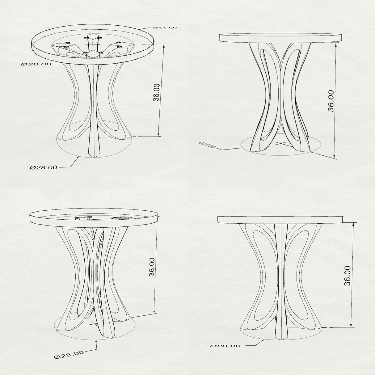 Counter Table Base 629 Monarch 36" H – sculptural parabolic pedestal base handcrafted from heavy-duty powder-coated steel in matte black. This high-capacity metal base (1,000 lbs) features a unique flared hourglass silhouette and a sturdy foundation, specifically engineered to support a heavy live-edge tabletop, stone slab, or kitchen island counter. A premium DIY steel table base and counter-height furniture foundation that brings a bold look to custom breakfast bars and modern commercial cafe spaces.