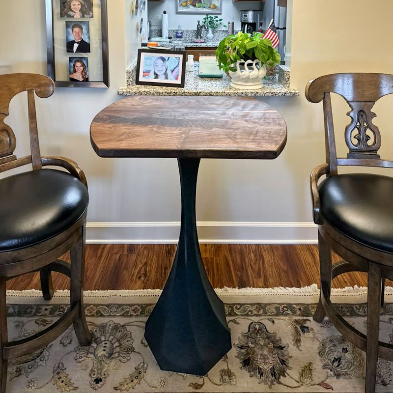 Metal Counter Table Base 609 | 624 | 625 - Rustic-style interior featuring Lithe 36" H counter table legs metal paired with wood top.