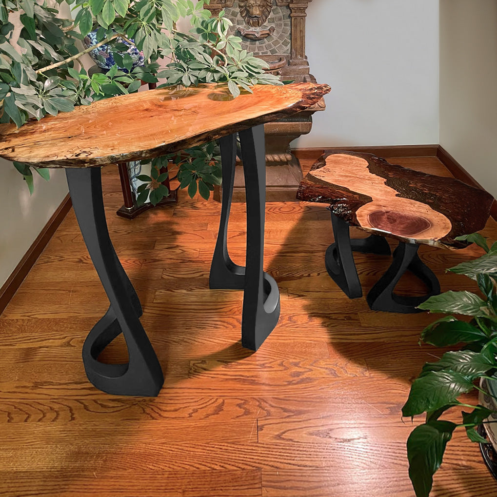 DIY installation of metal counter table legs 34 inch height with wide mounting brackets and screws