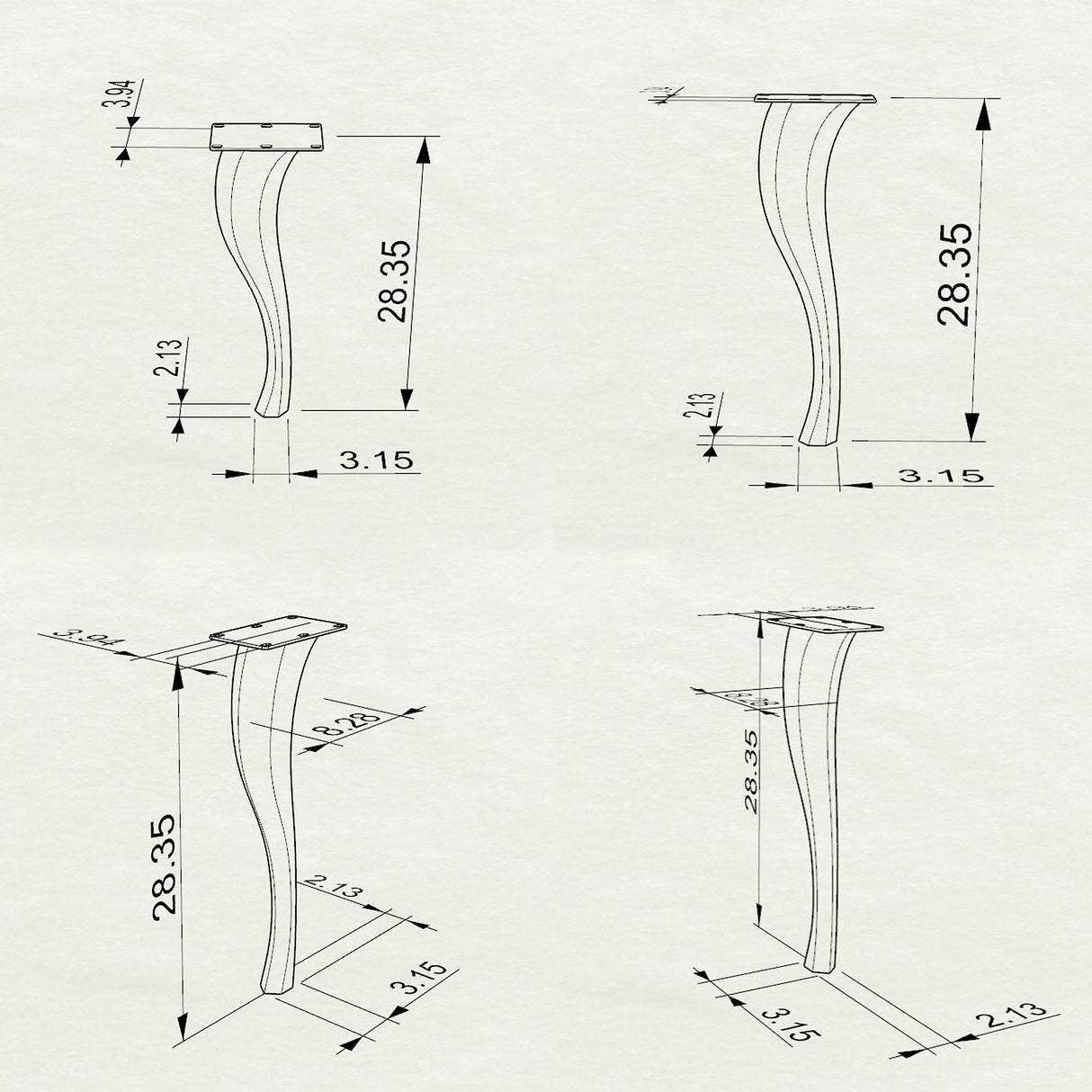 Black Metal Desk Base 502 Priya 28.1" H – Neoclassical-inspired desk base set (4 pieces) featuring a sleek, minimalist profile handcrafted from heavy-duty powder-coated steel in matte black. These architectural metal desk bases provide an ultra-sturdy foundation (1,000 lbs capacity; 3.1"L x 2.2"W). A premium DIY steel desk base engineered with a precision-drilled 9.2" x 4.3" mounting plate to securely support a heavy live-edge tabletop, marble slab, or wood desk top.