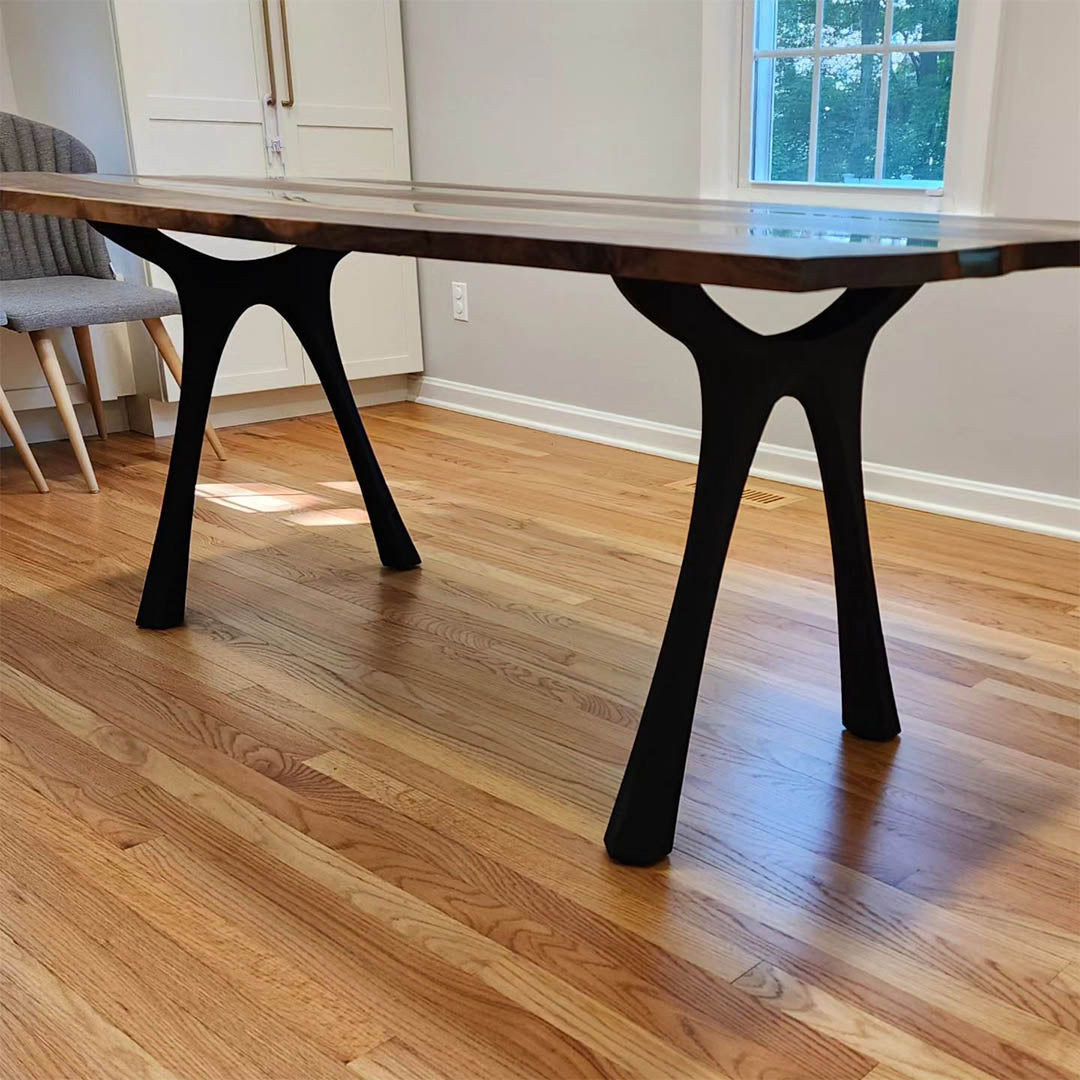 Metal Table Legs - 414 Hatty - 24W, 28H inch - Set of 2 pcs metal table legs furniture live edge slab dining table kitchen and dining handmade furniture entryway table office desk flowyline design industrial & rustic style heavy duty flowyline design