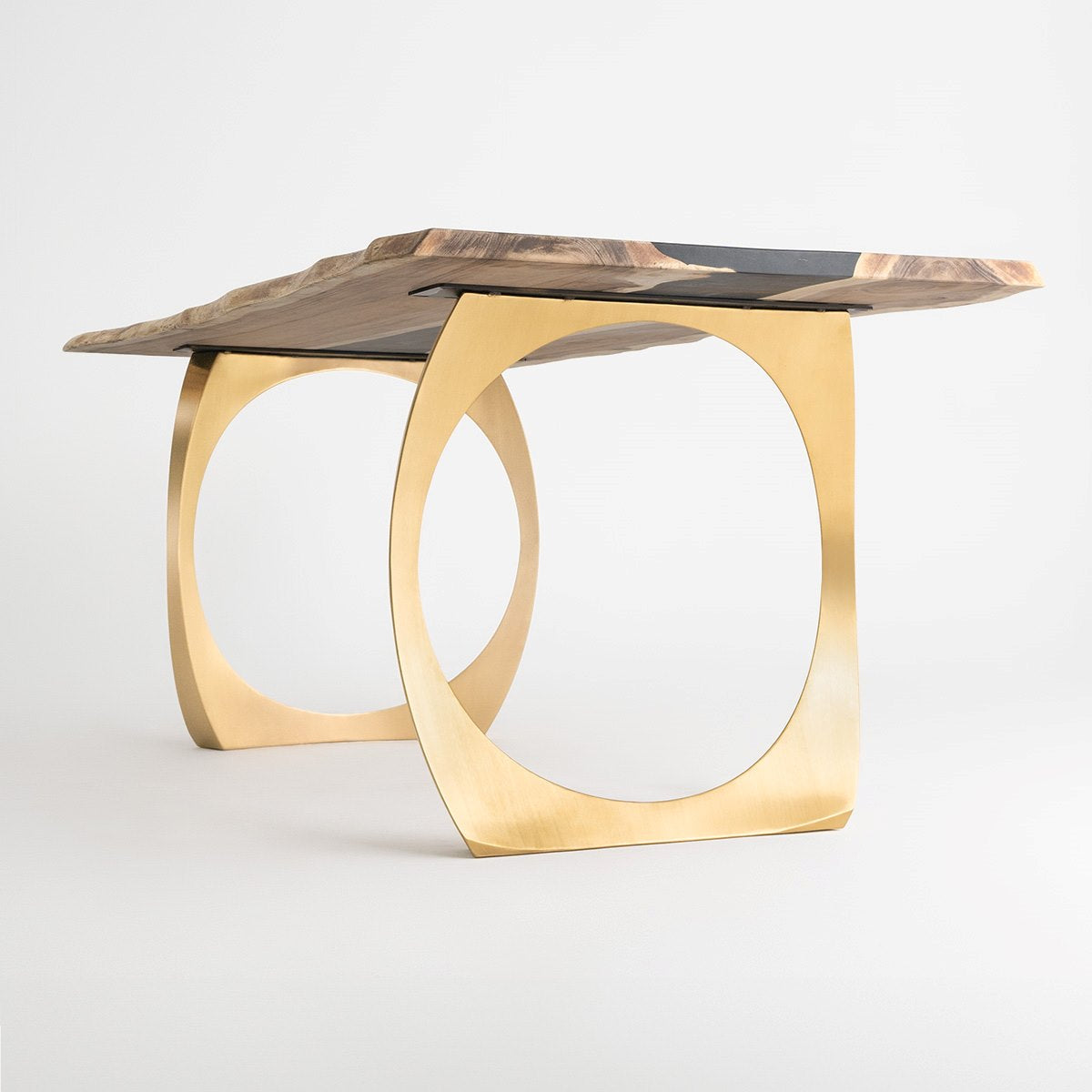 Gold Brass Table Legs - 442 Cleo - 22W, 28H inch - Set of 2 pcs metal table legs brass table legs steel flowyline design outdoor furniture metal legs for table dining table side table handmade furniture modern desk office desk brass desk industrial & rustic style heavy duty flowyline design