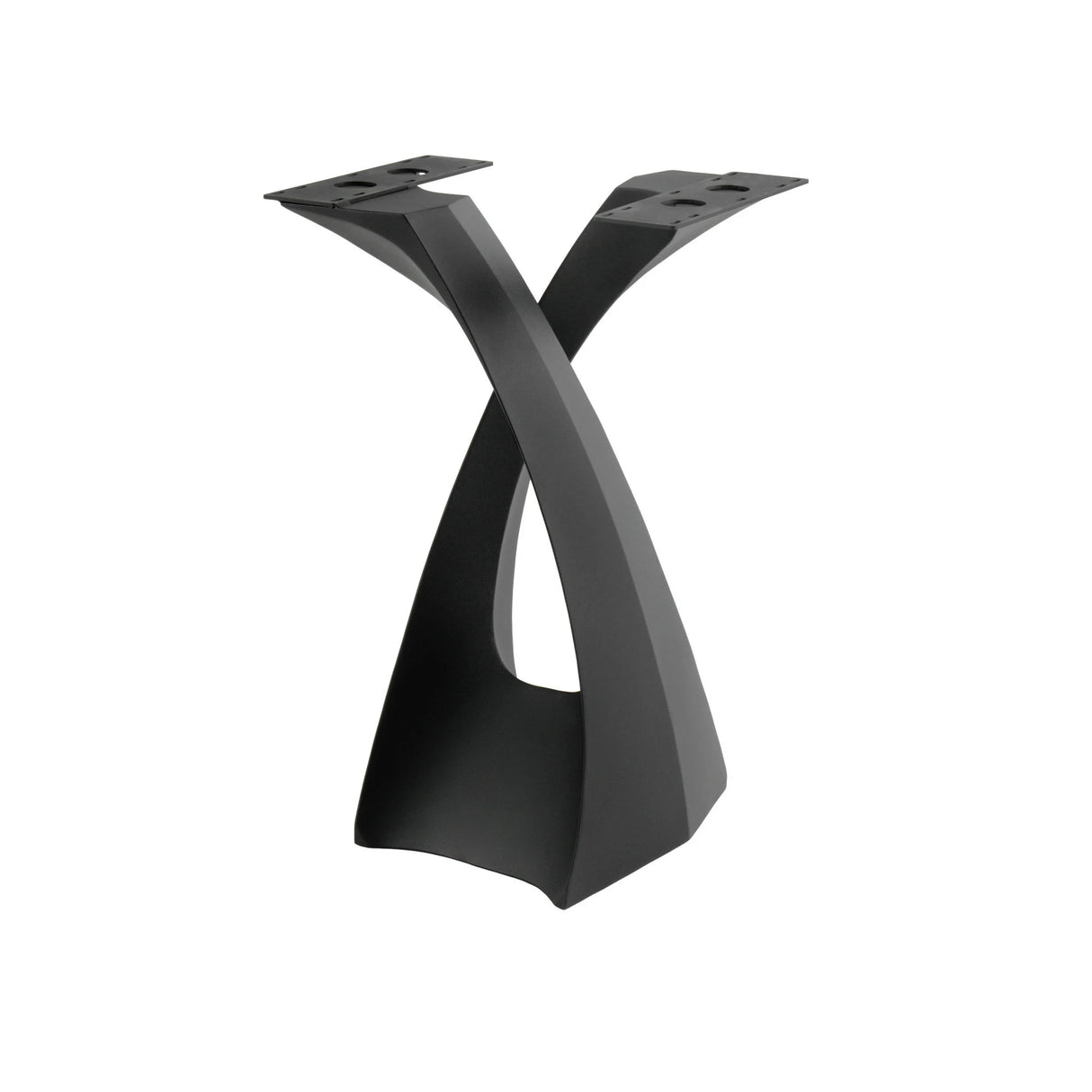 Close-up of 610B Tulipe 34" sculptural counter table base metal with smooth matte black finish