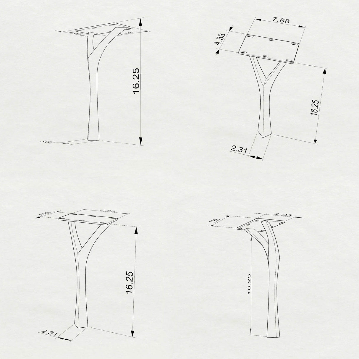 technical drawing of a chair with dimensions on a white background