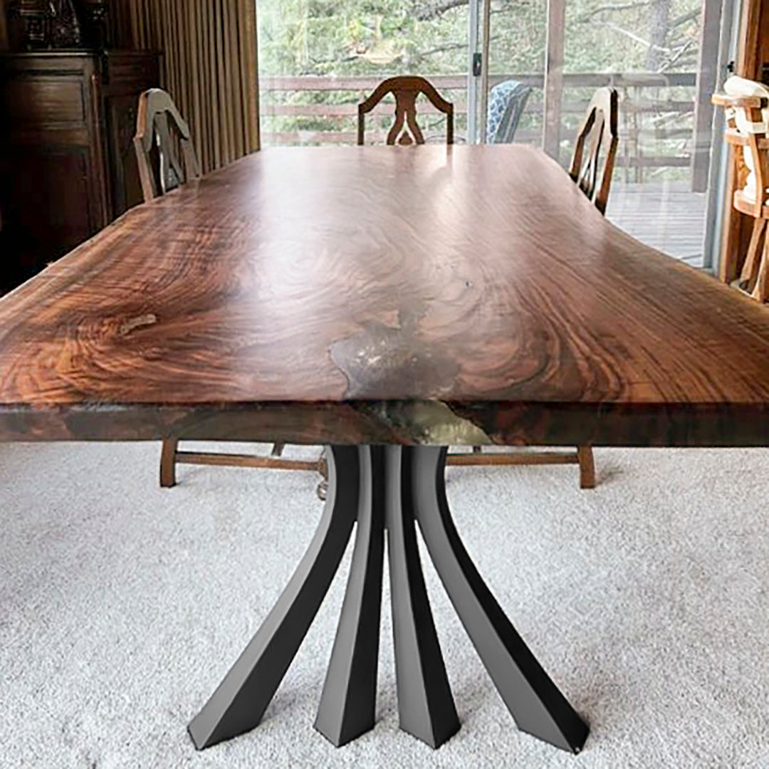 Metal Table Legs - 420 Akro - 24W, 28H inch - Set of 2 pcs metal table legs furniture dining table wooden legs steel flowyline design iron live edge table legs wood sofa hallway table entryway table industrial & rustic style heavy duty flowyline design