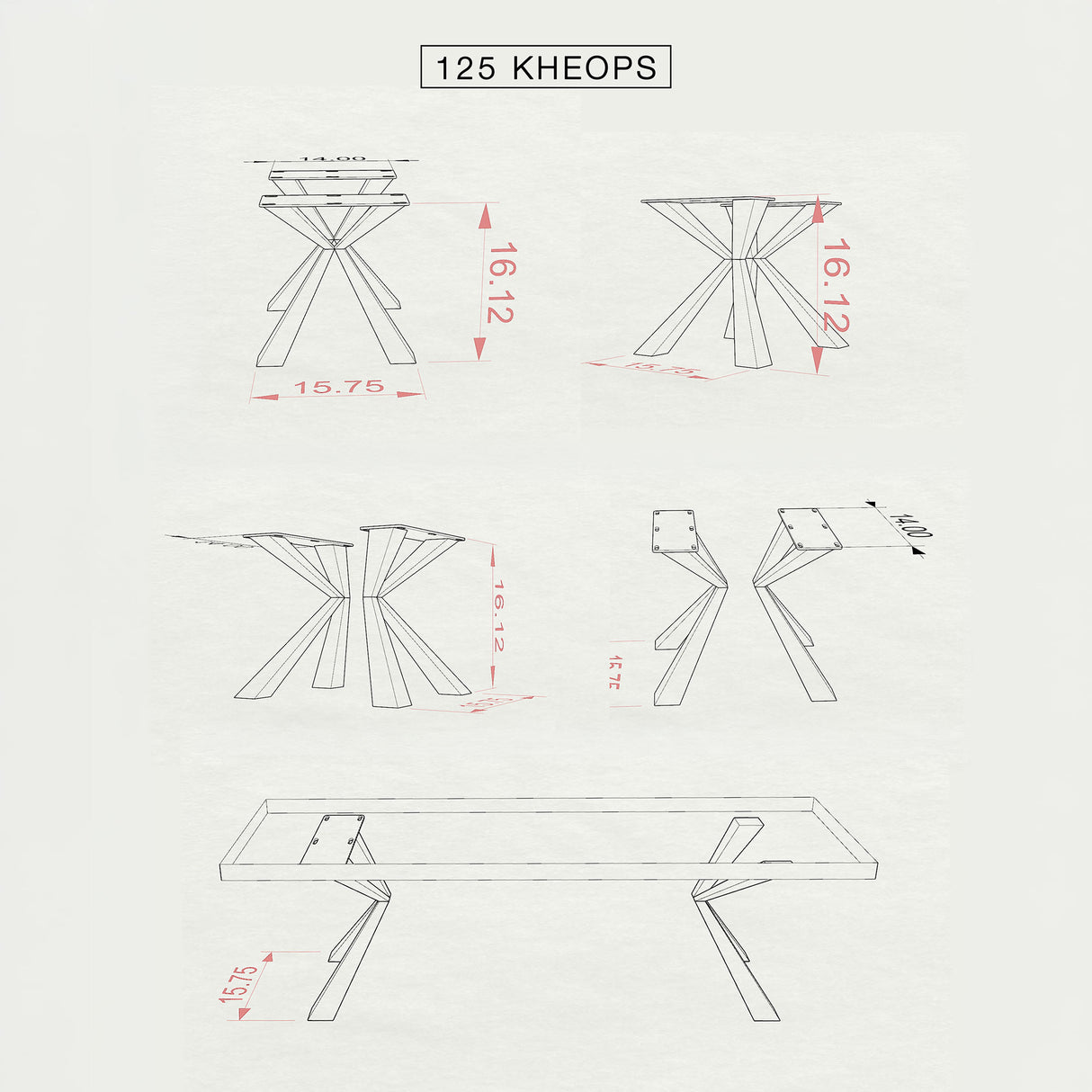 Bench Legs 125 Kheops 16H Modern Metal Furniture Flowyline Design Coffee Table Base for DIY furniture dining home decor epoxy woodworkcoffee table legs furniture legs steel modern coffee table dining bench outdoor bench metal coffee table handmade home decor handmade furniture bench for entryway upholstered