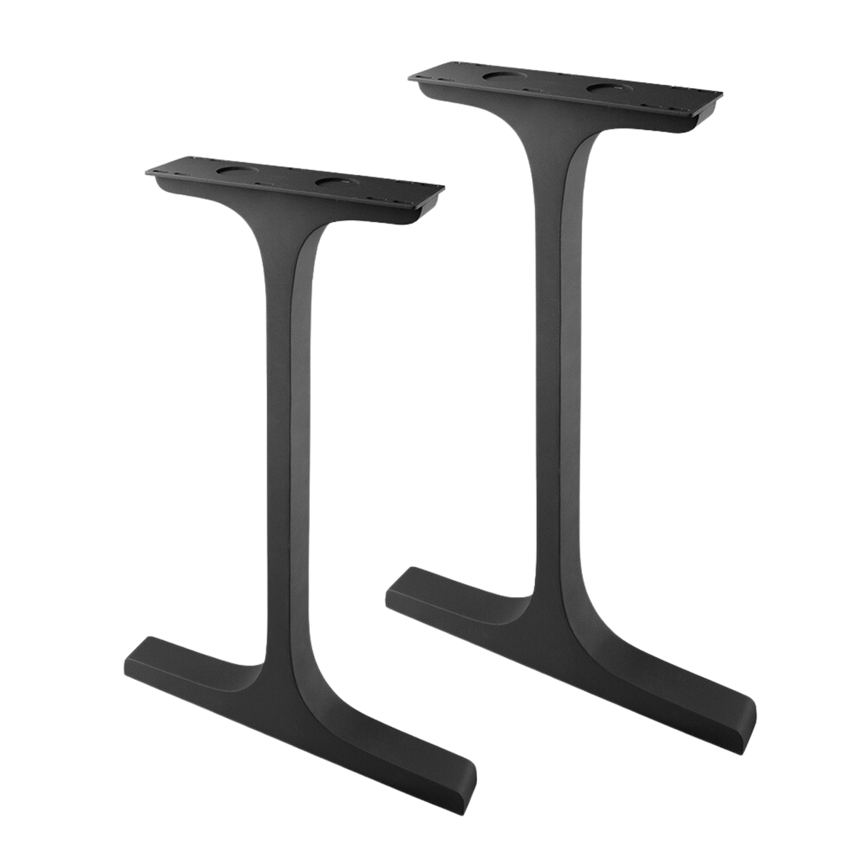 Pair of 613 Wineglass 34" H black counter table legs metal shown separately to highlight shape and construction.