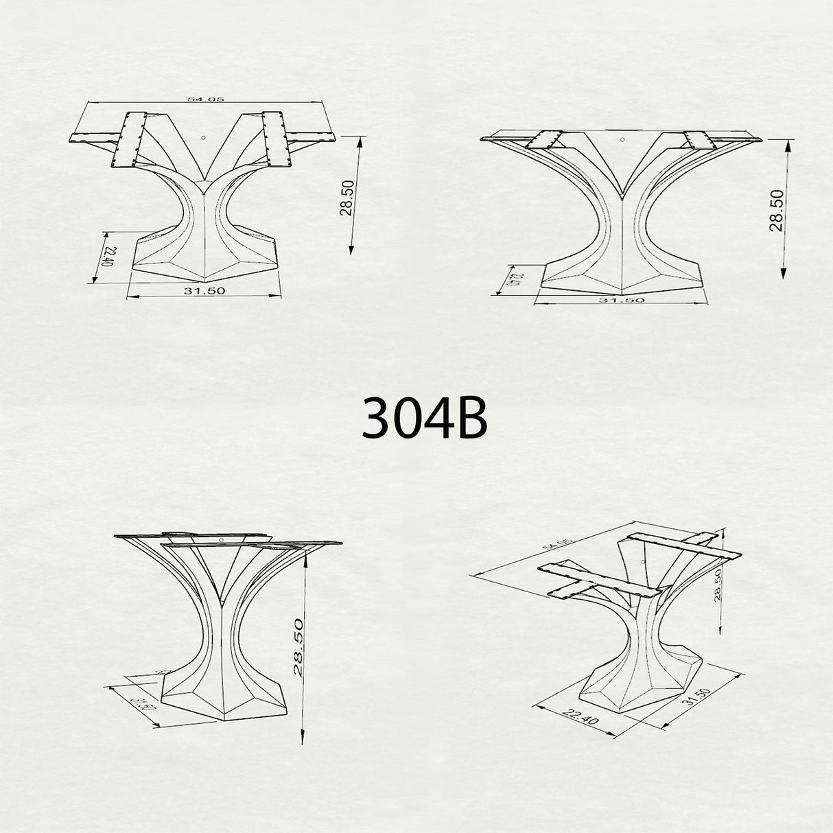 Black Metal Table Base 304 Dentro 28" | 28.5" H – contemporary geometric pedestal base handcrafted from heavy-duty steel in matte black. This sleek metal dining base features a unique hollow design for gravel-filling to maximize stability and a sturdy foundation (1,000 lbs capacity) available in 31.5"L or 44"L configurations. A premium DIY steel table base and modern furniture foundation engineered with large pre-drilled plates to support a heavy live-edge tabletop, marble slab, or wood dining top.