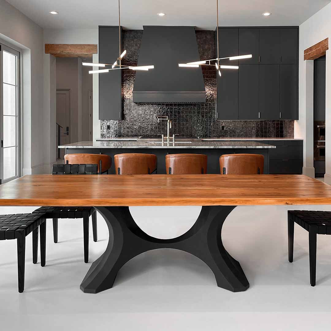 Metal Table Base - 310 Hoshi - 50, 21, 28H inch metal table legs table base steel mid century modern Pedestal stand kitchen base for table top trestle table base granite iron flowyline design home and living industrial and rustic style heavy duty