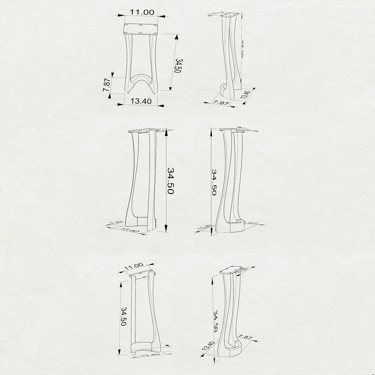 Close-up of counter table legs 34 inch height showing handmade precision welding and heavy-gauge steel