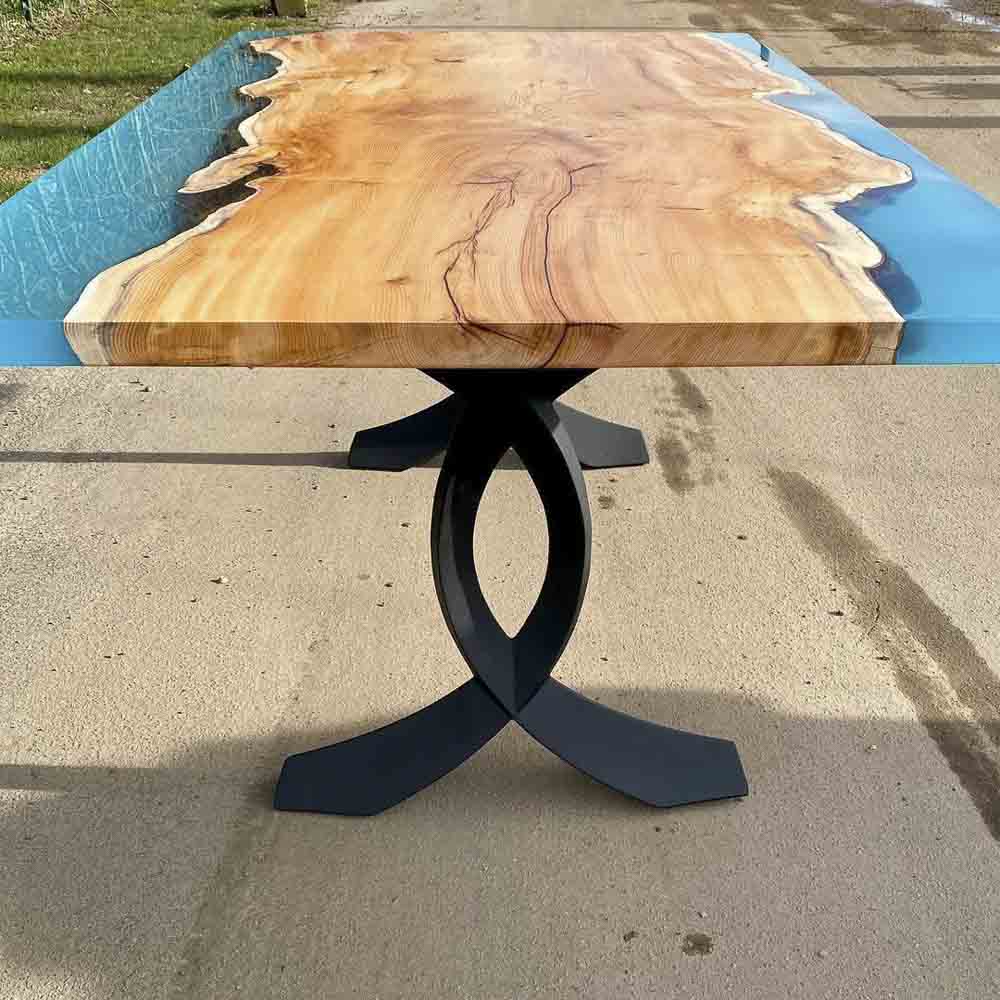 Metal Table Legs - 418 Curva - 25W, 28H inch - Set of 2 pcs metal table legs furniture steel flowyline design dining table home and living pub furniture Handmade Furniture Side Table iron epoxy dining table desk legs industrial & rustic style heavy duty flowyline design