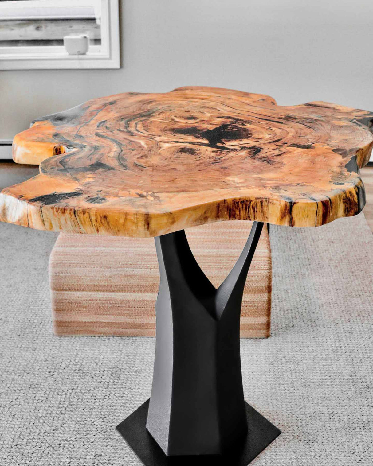 Metal base for counter table 36 inch height paired with wood, marble, concrete tabletop in an industrial loft