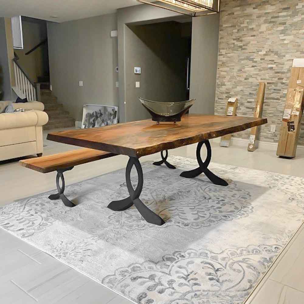 Metal Table Legs - 418 Curva - 25W, 28H inch - Set of 2 pcs metal table legs furniture steel flowyline design dining table home and living pub furniture Handmade Furniture Side Table iron epoxy dining table desk legs industrial & rustic style heavy duty flowyline design
