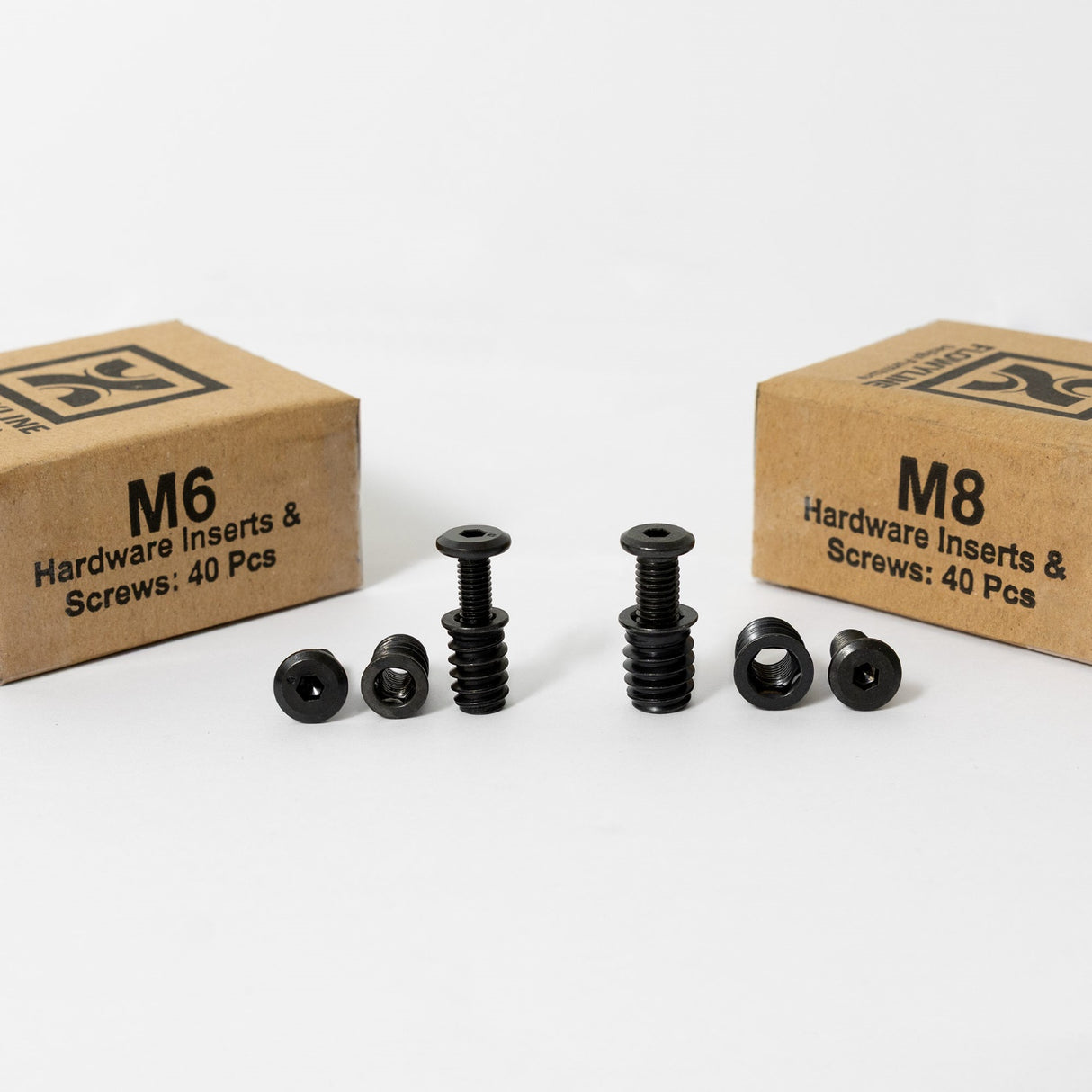 black screws and hardware insert with Flowyline branded boxes