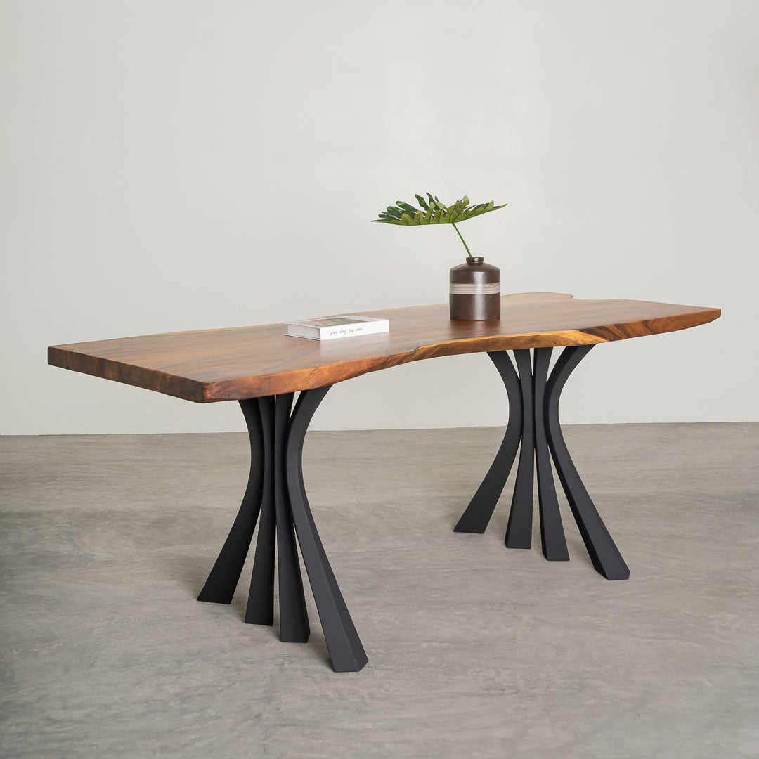 Metal Table Legs - 420 Akro - 24W, 28H inch - Set of 2 pcs metal table legs furniture dining table wooden legs steel flowyline design iron live edge table legs wood sofa hallway table entryway table industrial & rustic style heavy duty flowyline design