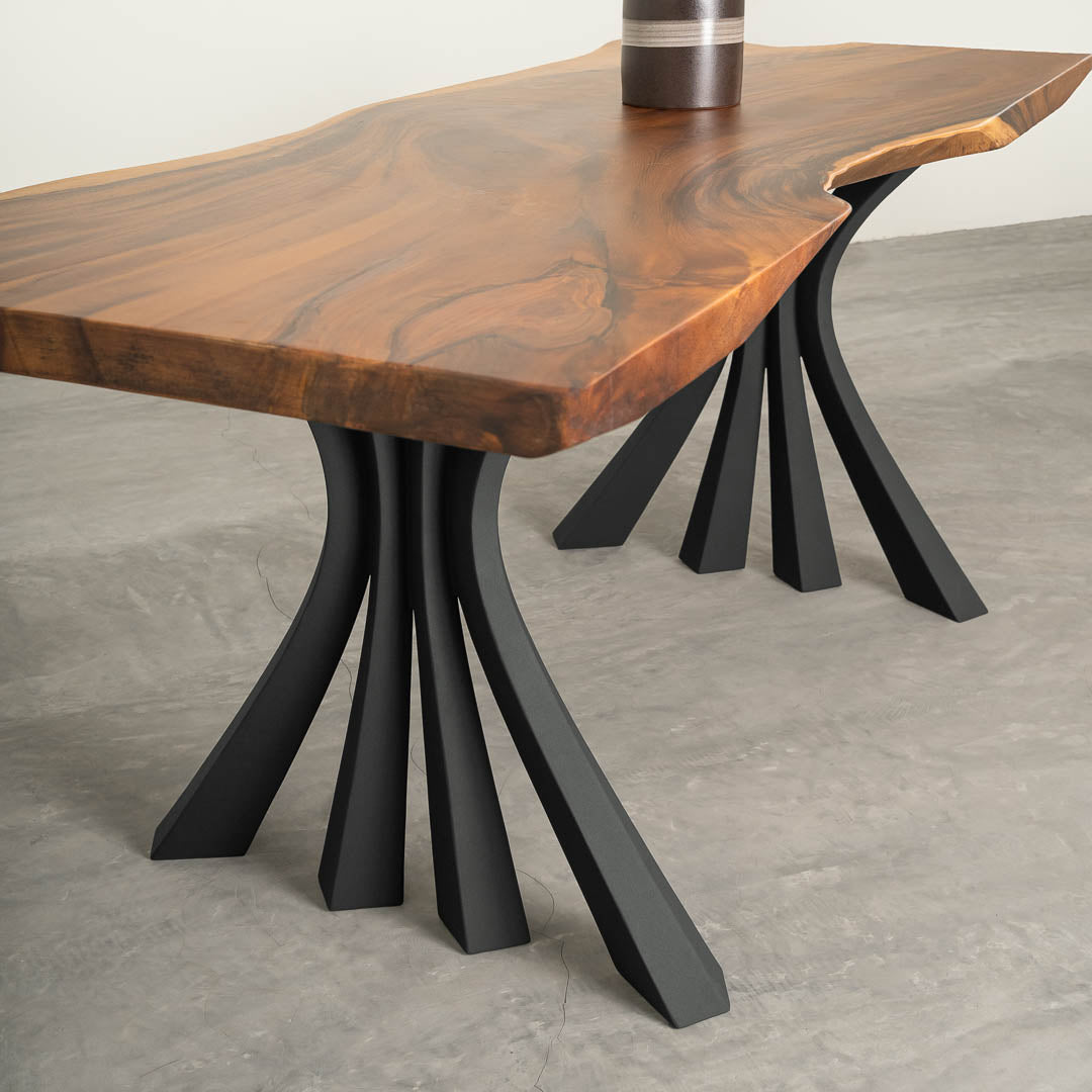 Metal Table Legs - 420 Akro - 24W, 28H inch - Set of 2 pcs metal table legs furniture dining table wooden legs steel flowyline design iron live edge table legs wood sofa hallway table entryway table industrial & rustic style heavy duty flowyline design