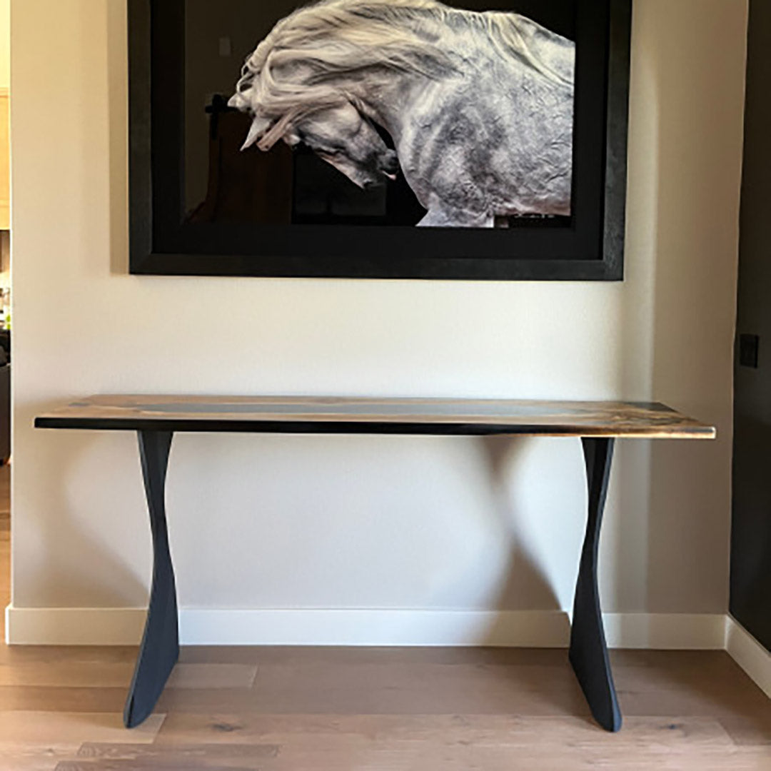 DIY woodworking project using counter table legs 37.3 inch height with steel mounting brackets