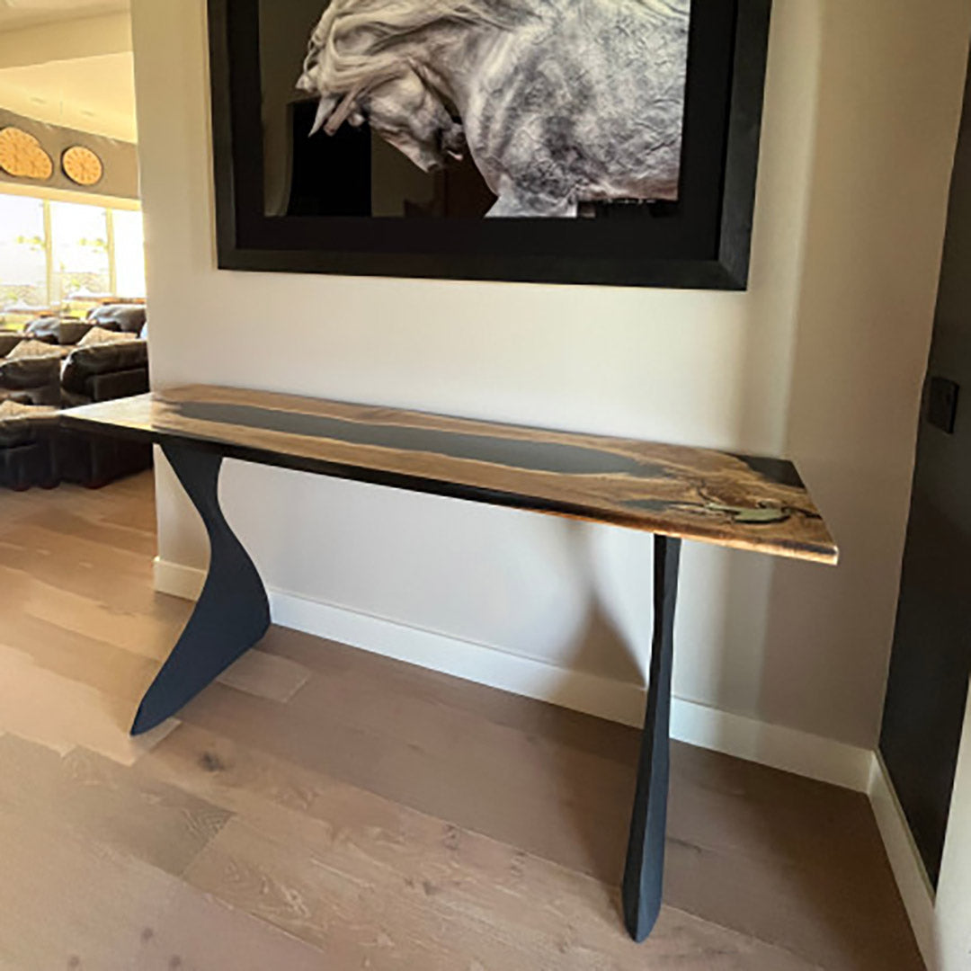 Counter table legs metal 604 Botas 37.3 inch height paired with marble countertop in contemporary dining area