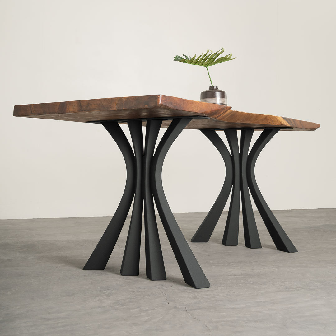 Metal Table Legs - 420 Akro - 24W, 28H inch - Set of 2 pcs metal table legs furniture dining table wooden legs steel flowyline design iron live edge table legs wood sofa hallway table entryway table industrial & rustic style heavy duty flowyline design