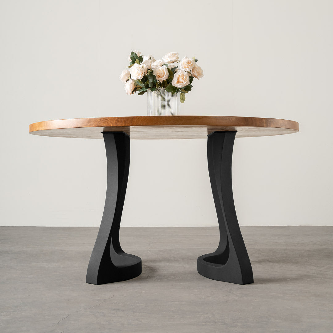 Metal Table Legs - 436 Uzar - 21W, 28H inch - Set of 2 pcs metal table legs round dining table kitchen handmade furniture home and living desk legs modern desk steel iron table legs flowyline design