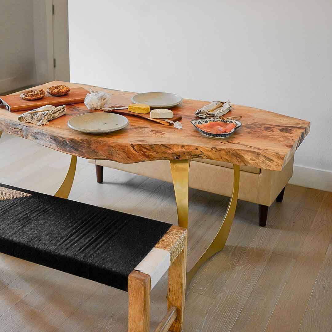 Gold Brass Table Legs - 442 Cleo - 22W, 28H inch - Set of 2 pcs metal table legs brass table legs steel flowyline design outdoor furniture metal legs for table dining table side table handmade furniture modern desk office desk brass desk industrial & rustic style heavy duty flowyline design