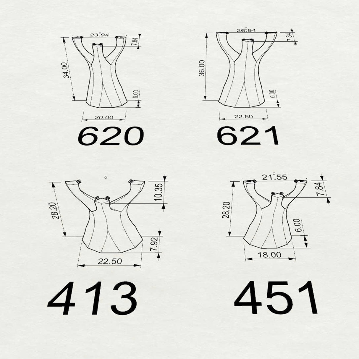 Technical drawing of a dress with measurements on a white background