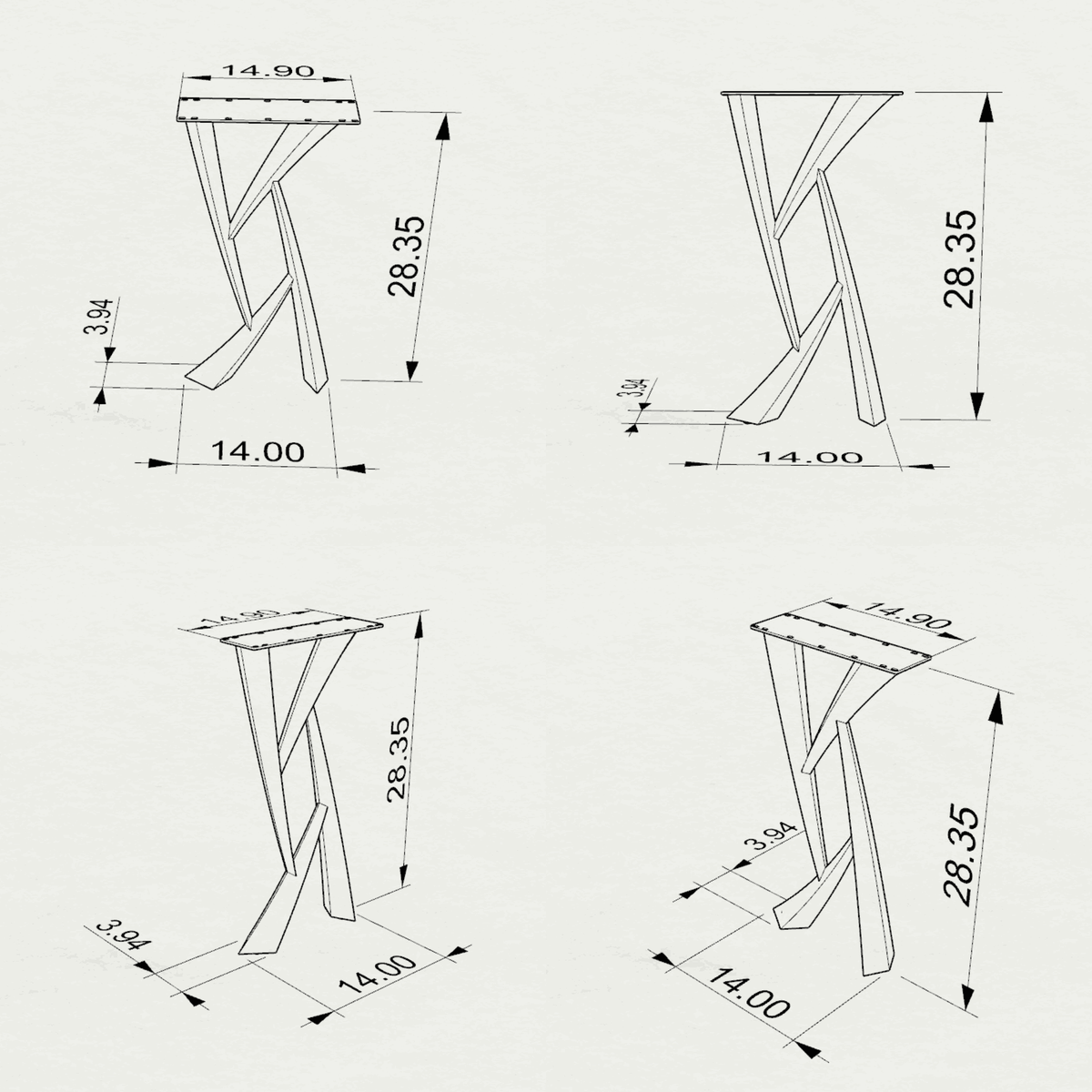Metal Console Table Legs - 203 Draco - 14W, 28H inch - Set of 2 pcs metal table legs coffee table counter table console table dining table side table mid century modern Wood Console Table NarrowLive Edge entryway table console table narrow diy round counter height table bar table