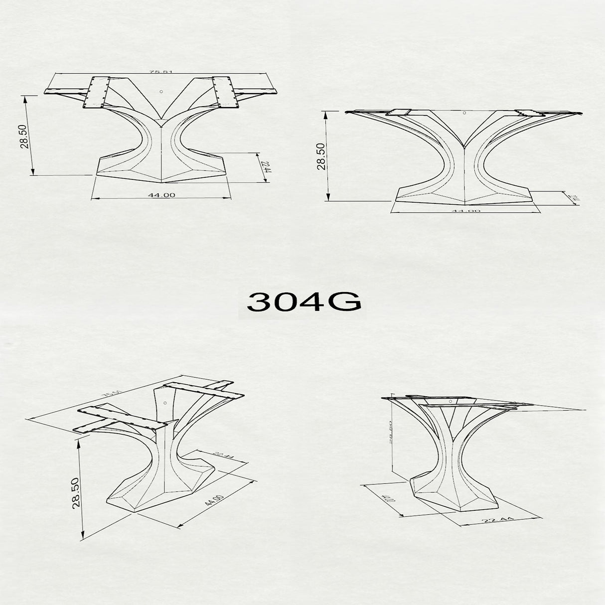 Black Metal Table Base 304 Dentro 28" | 28.5" H – contemporary geometric pedestal base handcrafted from heavy-duty steel in matte black. This sleek metal dining base features a unique hollow design for gravel-filling to maximize stability and a sturdy foundation (1,000 lbs capacity) available in 31.5"L or 44"L configurations. A premium DIY steel table base and modern furniture foundation engineered with large pre-drilled plates to support a heavy live-edge tabletop, marble slab, or wood dining top.