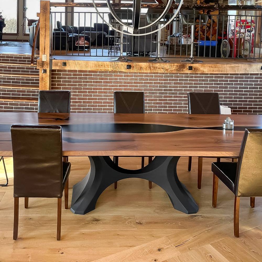 Metal Table Base - 310 Hoshi - 50, 21, 28H inch metal table legs table base steel mid century modern Pedestal stand kitchen base for table top trestle table base granite iron flowyline design home and living industrial and rustic style heavy duty