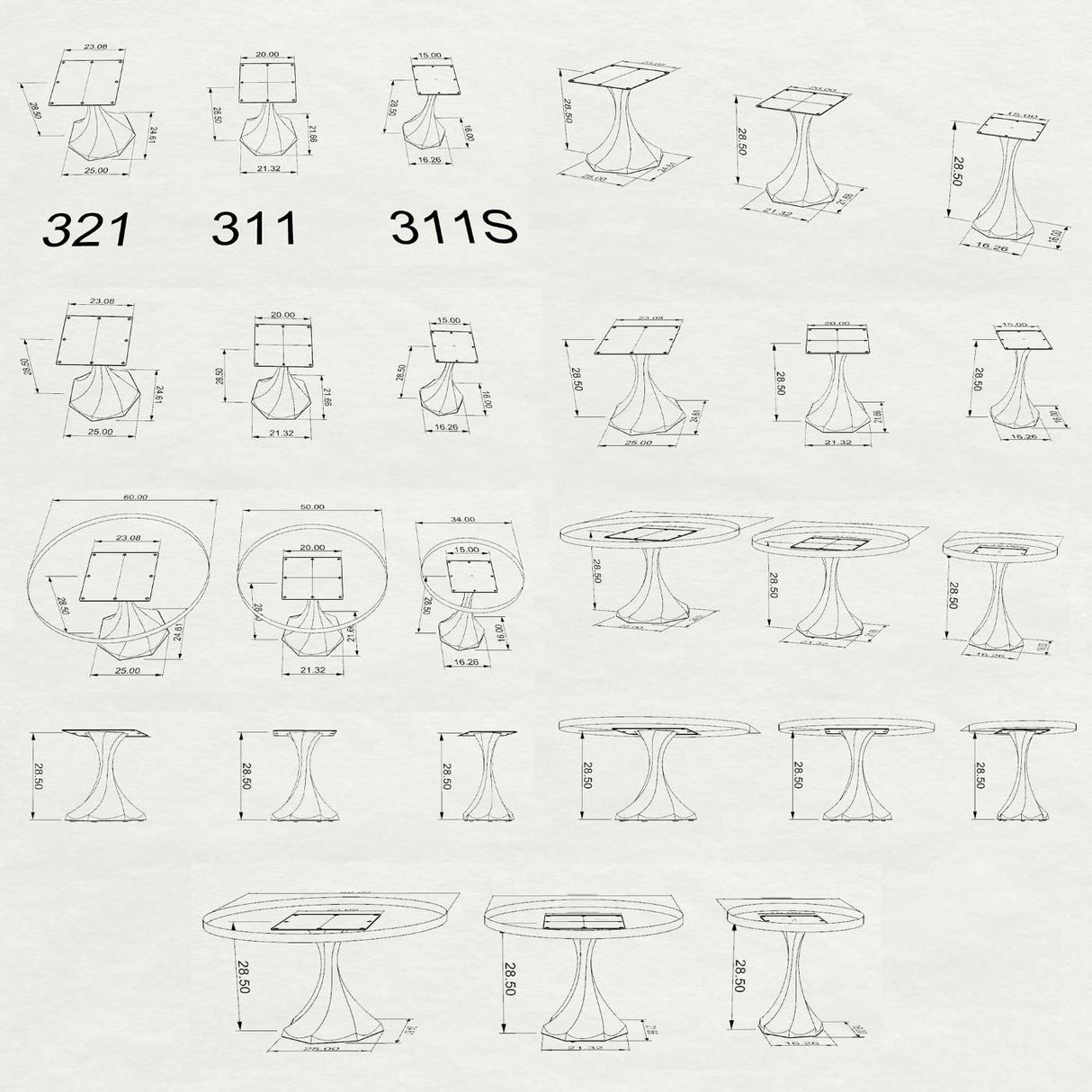 Metal Table Base - 311 Uzar - 21, 21, 28H inch table legs table base furniture legs mid century modern base for table top pedestal table base Round dining and kitchen side table Round Dining Base living room glass table base home and living industrial and rustic style heavy duty
