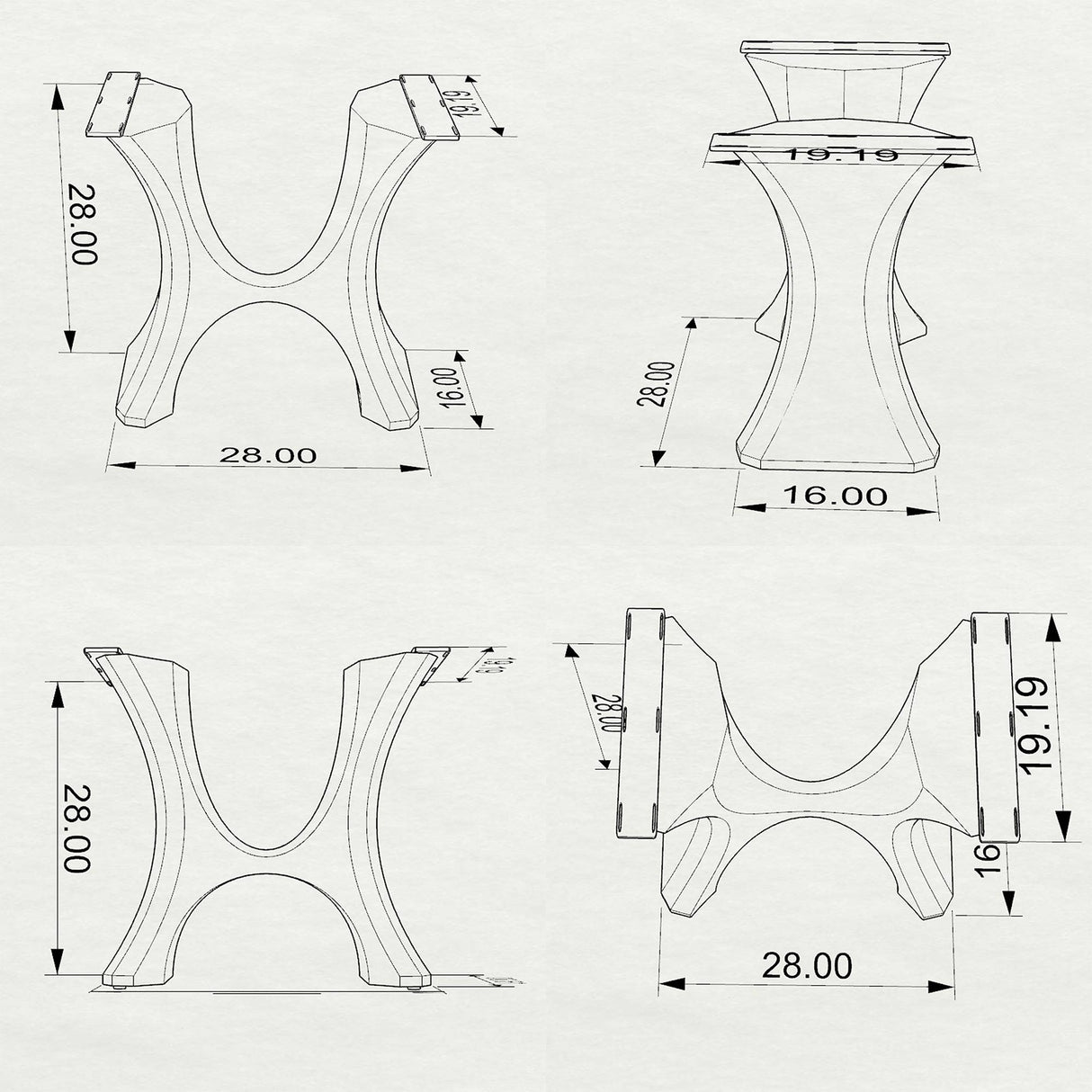 Black Metal Table Base 322 Haru 28" H – Scandinavian minimalist pedestal base handcrafted from heavy-duty powder-coated steel in matte black. This sculptural metal dining base features a unique hollow design for gravel-filling to maximize stability and a sturdy foundation (1,000 lbs capacity; 28"L x 16"W). A premium DIY steel table base engineered with a wide 17.7" pre-drilled mounting plate to securely support a heavy live-edge tabletop, marble slab, or wood dining top.
