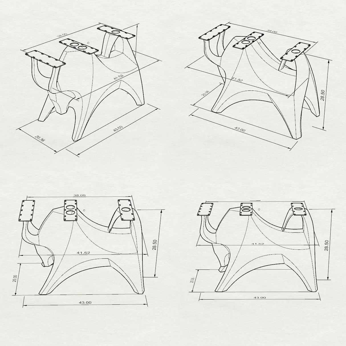 technical drawing of a chair with dimensions on a white background