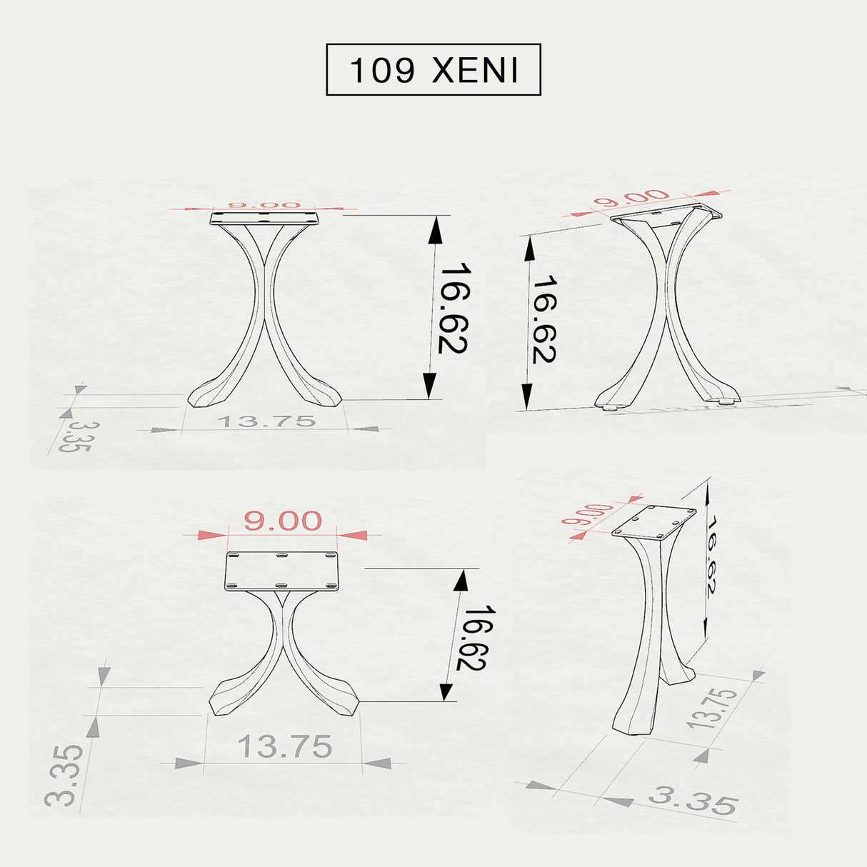 Bench Legs 109 Xeni - 13W, 16H inch - Set of 2 pcs of FlowyLine Design Coffee Table Base for DIY furniture dining home decor epoxy woodworkbench furniture legs steel table coffee table legs modern outdoor bench dining bench handmade furniture rustic table legs narrow wood bench entryway x bench legs